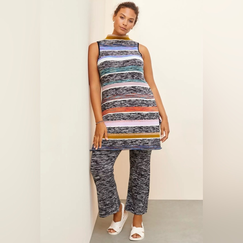 Anthropologie Maeve Space-Dyed Multicolor Striped Knit Top/Dress Size:1X